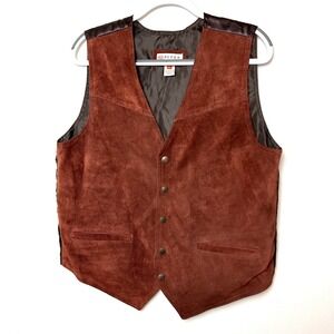 Roper Mens Suede Leather Vest Brown Western‎ Cowboy Rodeo Lined Medium